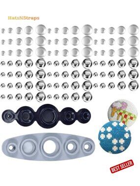 100 Pcs Cover Button Kit, 5 Sizes Aluminum Alloy DIY Fabric Buttons with Tools